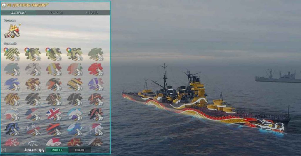 world of warships camouflages